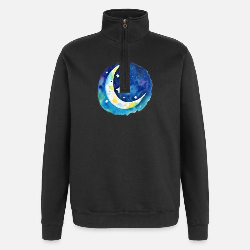Lune et étoiles - Sweat à zip 1/4 - noir