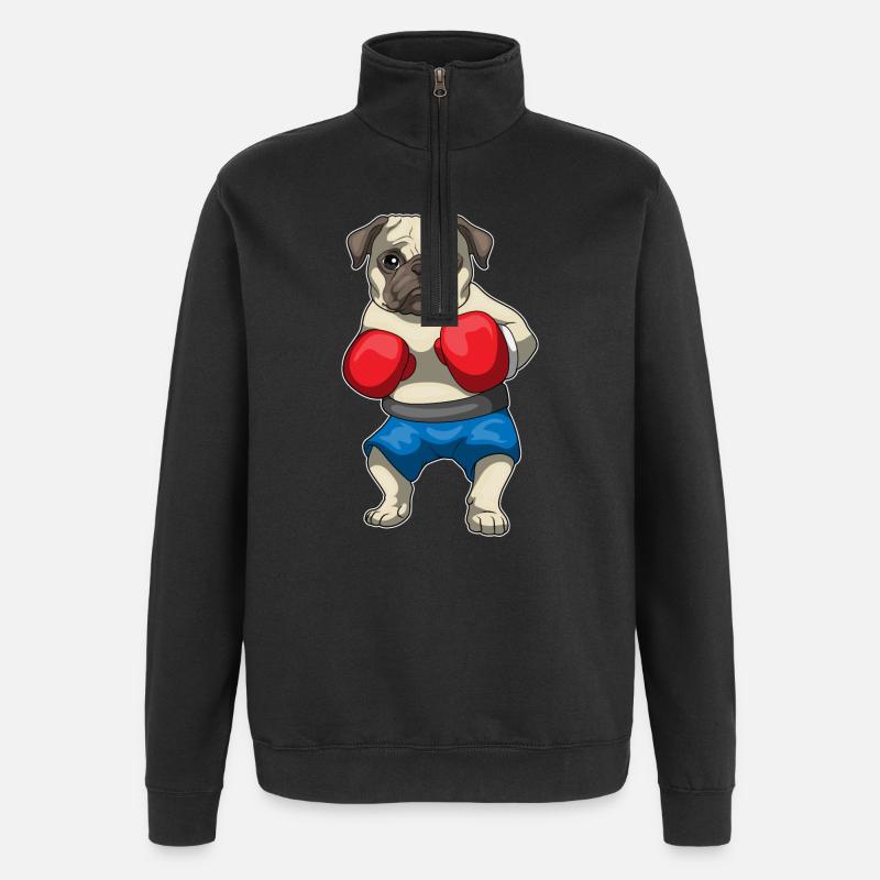 Mops Boxer Boxhandschuhe Boxen - Quarter-Zip-Sweatshirt - Schwarz