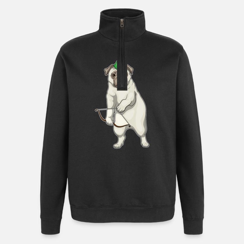 Mops Bogenschütze Bogen - Quarter-Zip-Sweatshirt - Schwarz