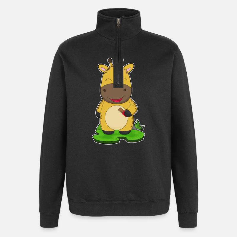 Barre de chocolat Girafe - Sweat à zip 1/4 - noir