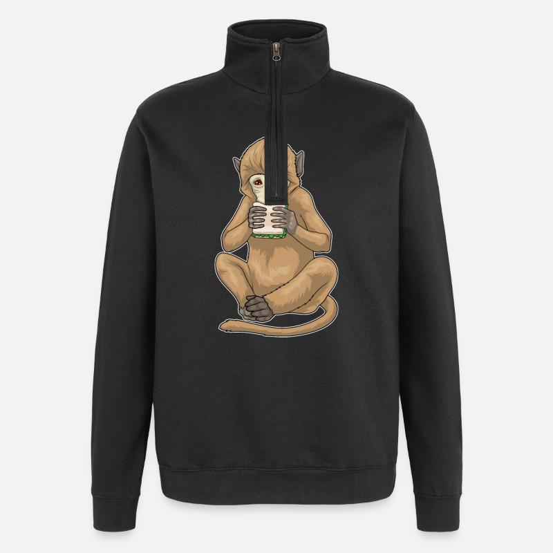 Monkey Sandwich - Quarter-Zip Sweatshirt - black
