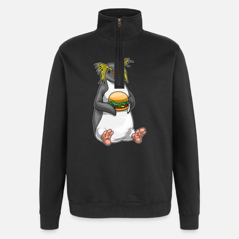 Pinguin Cheeseburger - Quarter-Zip-Sweatshirt - Schwarz