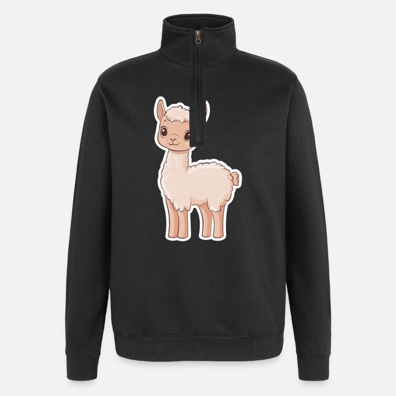 Lama Alpaka Llama - Quarter-Zip-Sweatshirt - Schwarz