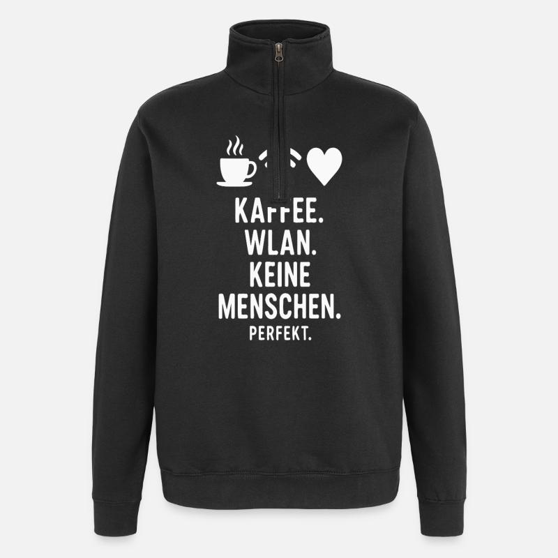 Café Wi-Fi Pas de personnes - Sweat à zip 1/4 - noir