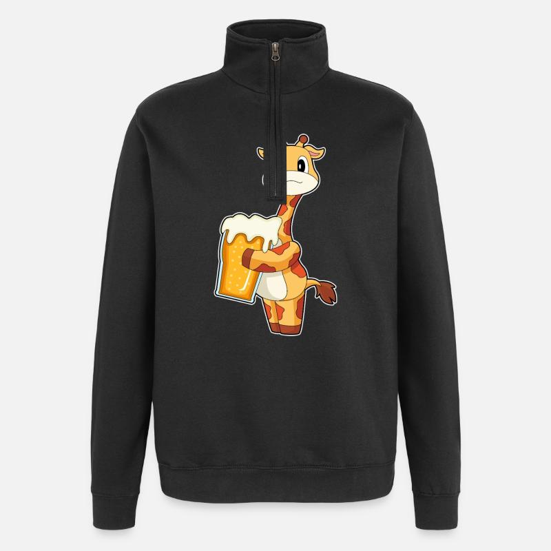 Giraffe Bier - Quarter-Zip-Sweatshirt - Schwarz
