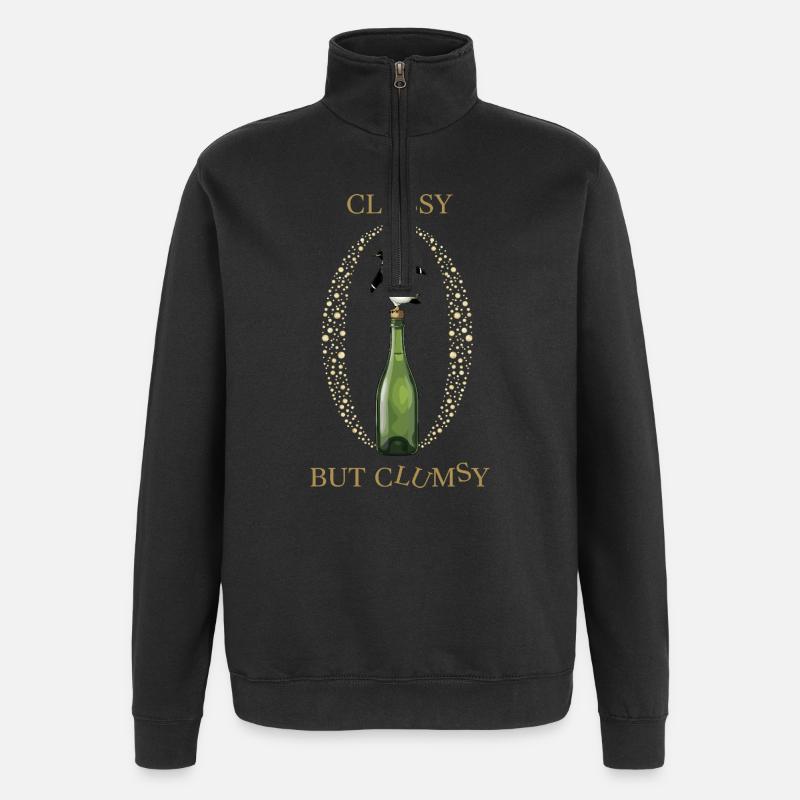 Classy Clumsy Penguin - Quarter-Zip Sweatshirt - black