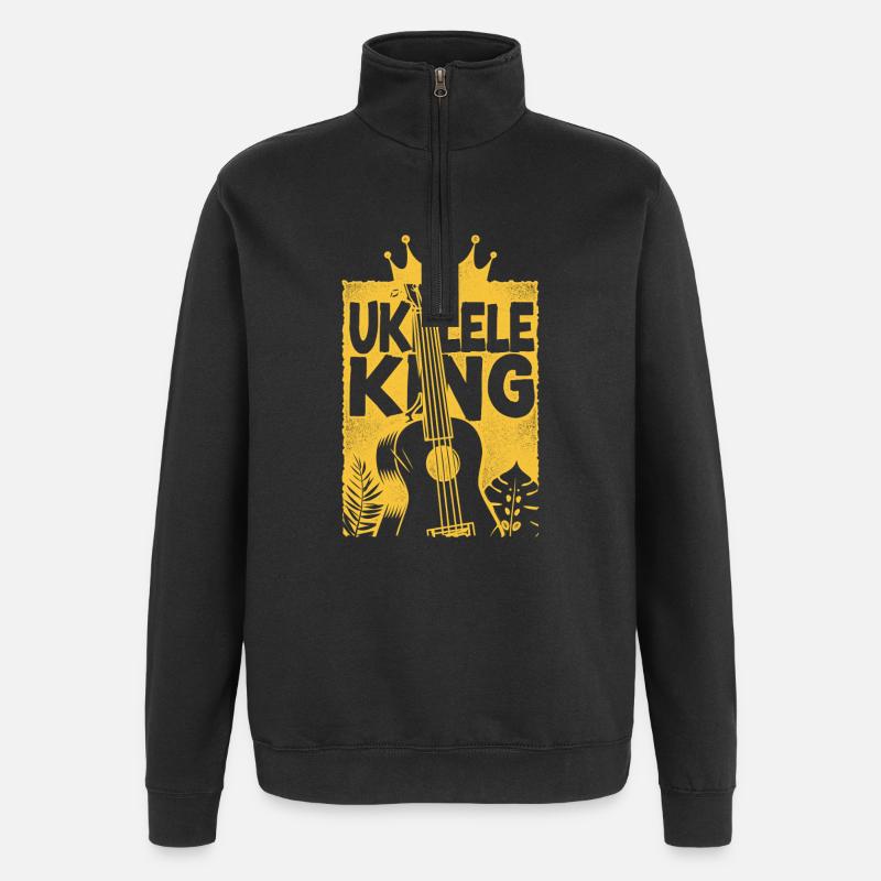 Hawaiian Ukulele Uke King Ukulele - Quarter-Zip-Sweatshirt - Schwarz