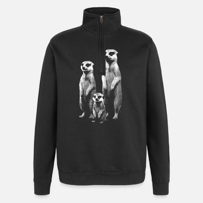 Erdmännchen hell - Quarter-Zip-Sweatshirt - Schwarz