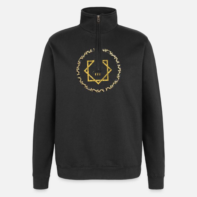 Geometric gold logo with pattern frame - Quarter-Zip Sweatshirt - black