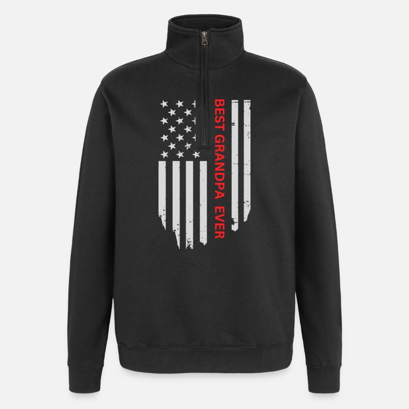 Meilleur grand-père du drapeau américain - Sweat à zip 1/4 - noir