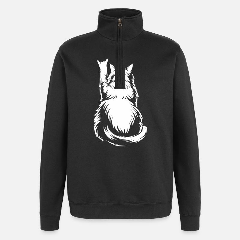 Rock Cat Back View – Devil Horns - Quarter-Zip Sweatshirt - black