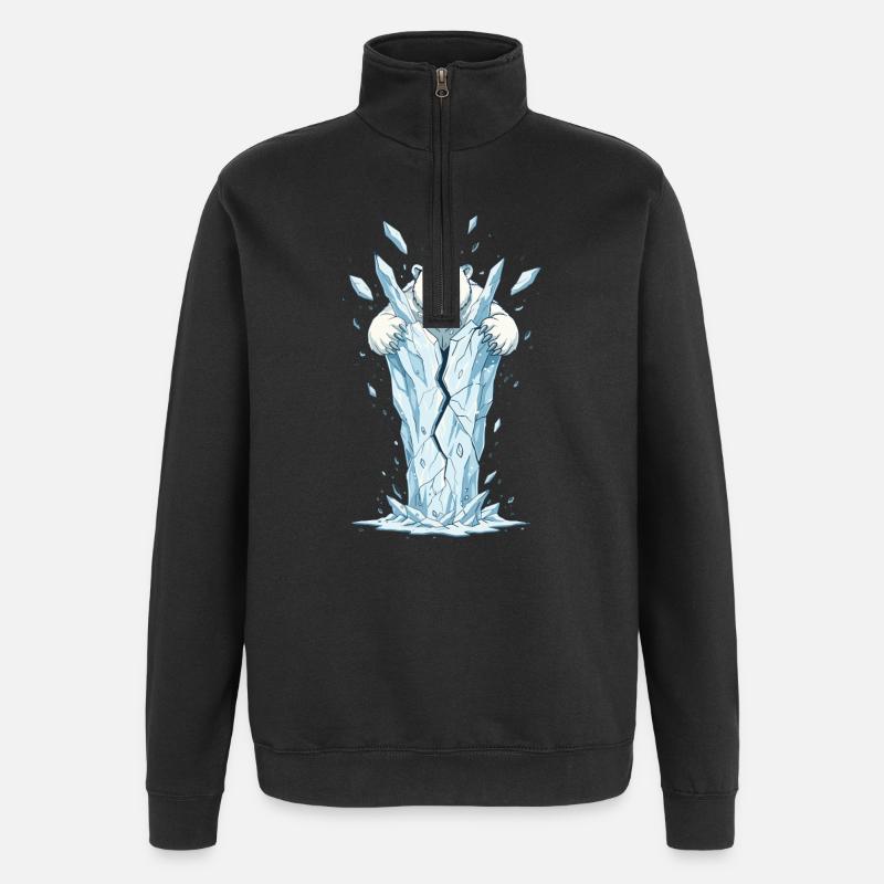 Eisbär bricht Eisblock - Quarter-Zip Sweatshirt - black