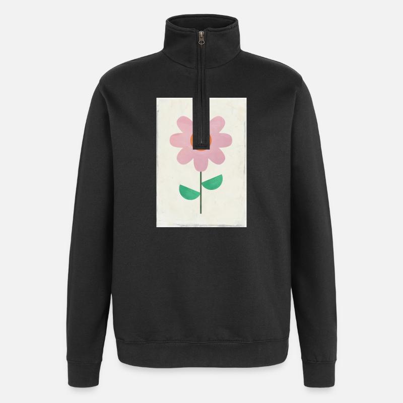 Fleur - Sweat à zip 1/4 - noir