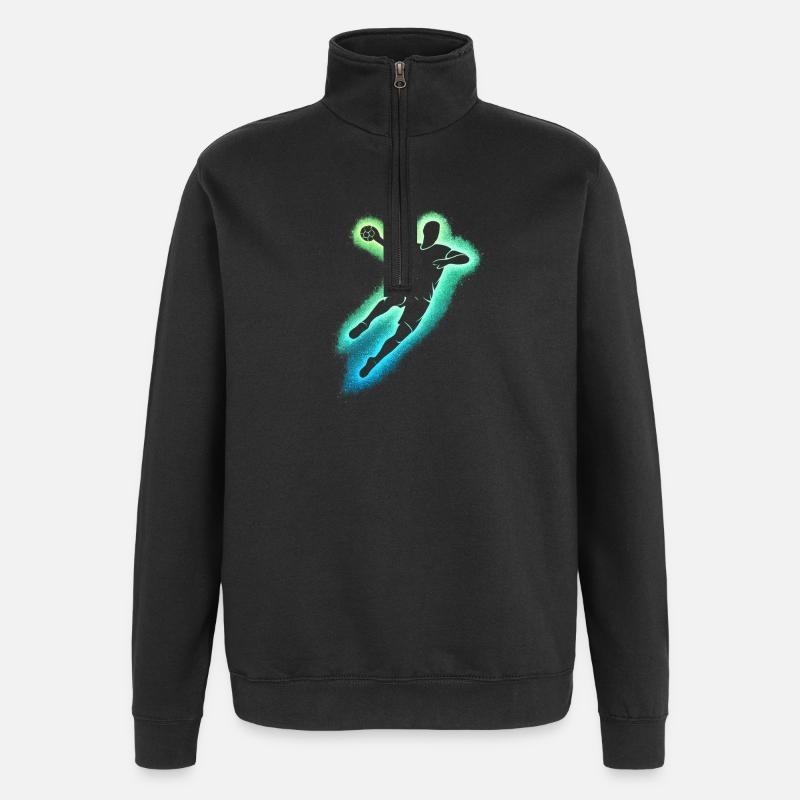 Silhouette de saut néon de handball - Sweat à zip 1/4 - noir