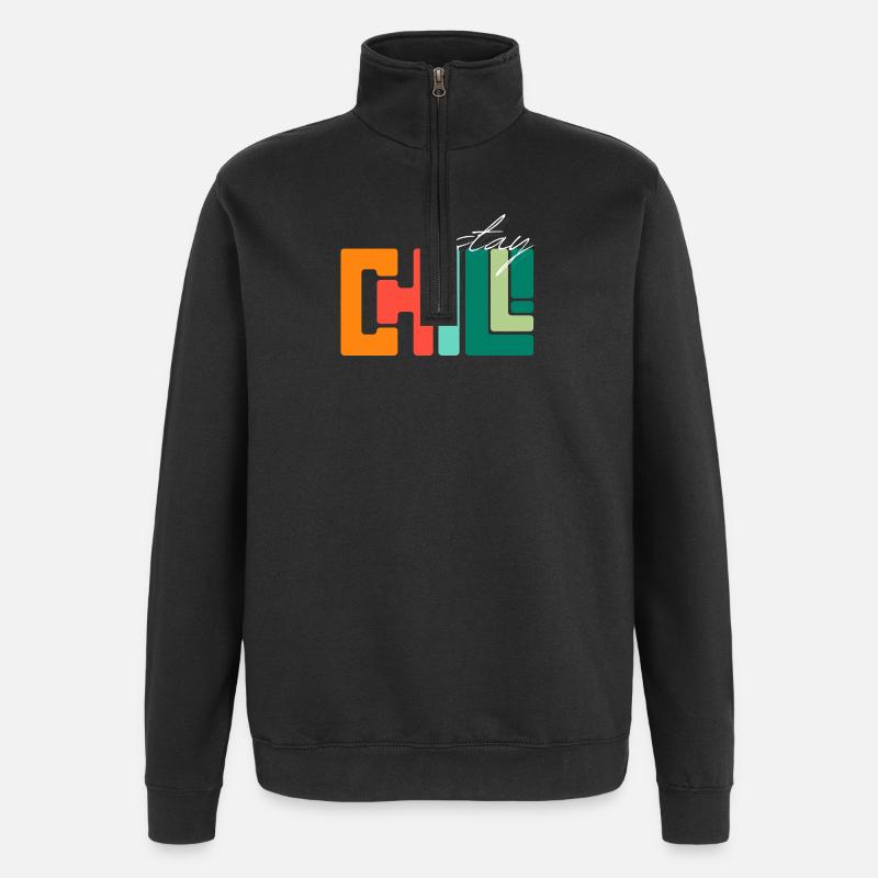 Bleib cool - Quarter-Zip-Sweatshirt - Schwarz