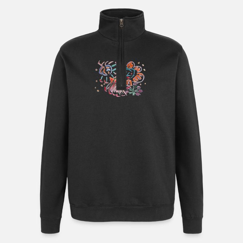 Danse Des Vacances Au Soleil, Aquarelle - Sweat à zip 1/4 - noir