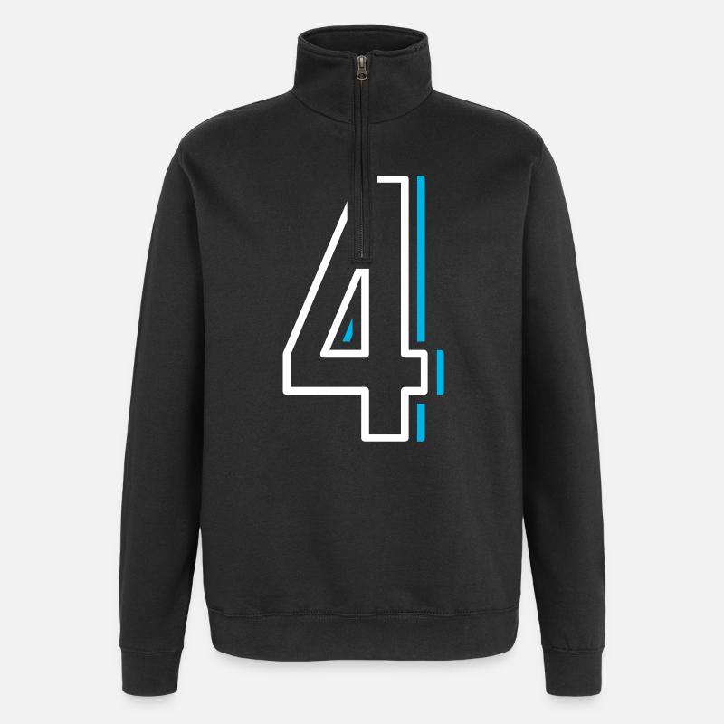 Nummer 4 - Vier - Quarter-Zip-Sweatshirt - Schwarz