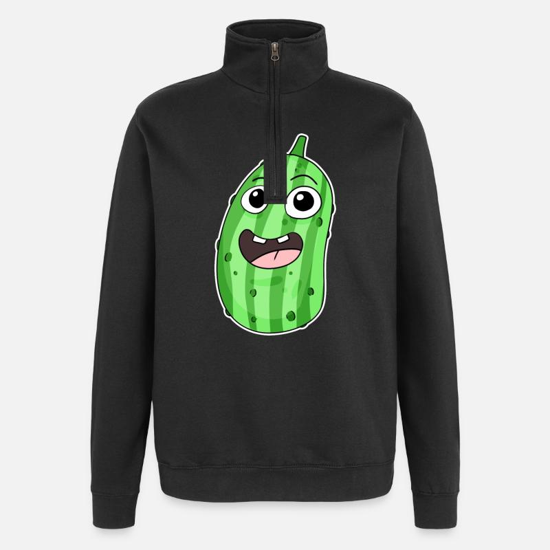Motif concombre - Sweat à zip 1/4 - noir