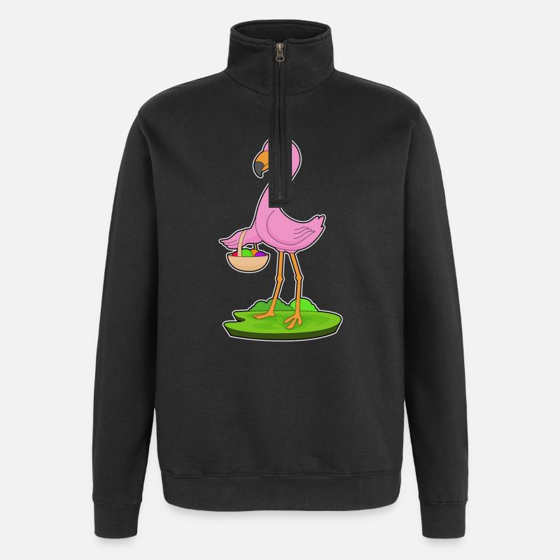 Flamingo Obstkorb - Quarter-Zip-Sweatshirt - Schwarz