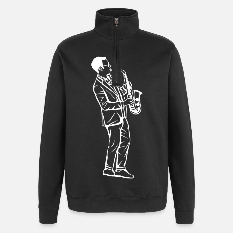 Saxophone Boy Drawing - Quarter-Zip Sweatshirt - black