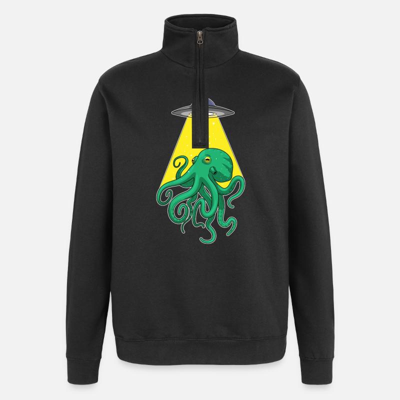 Poulpe, Vaisseau Spatial, Espace - Sweat à zip 1/4 - noir