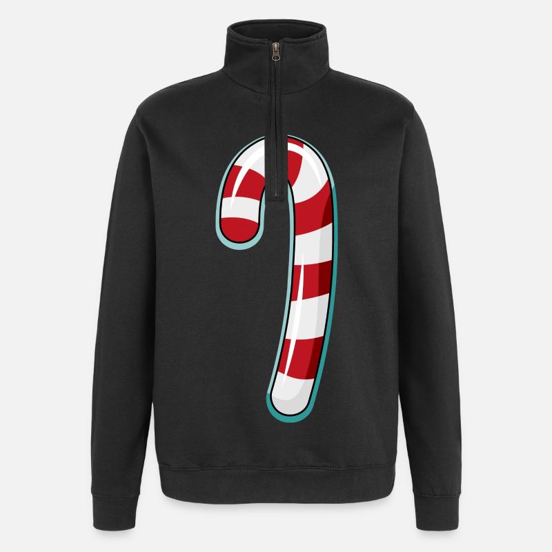 Conception rayée de canne de bonbon - Sweat à zip 1/4 - noir