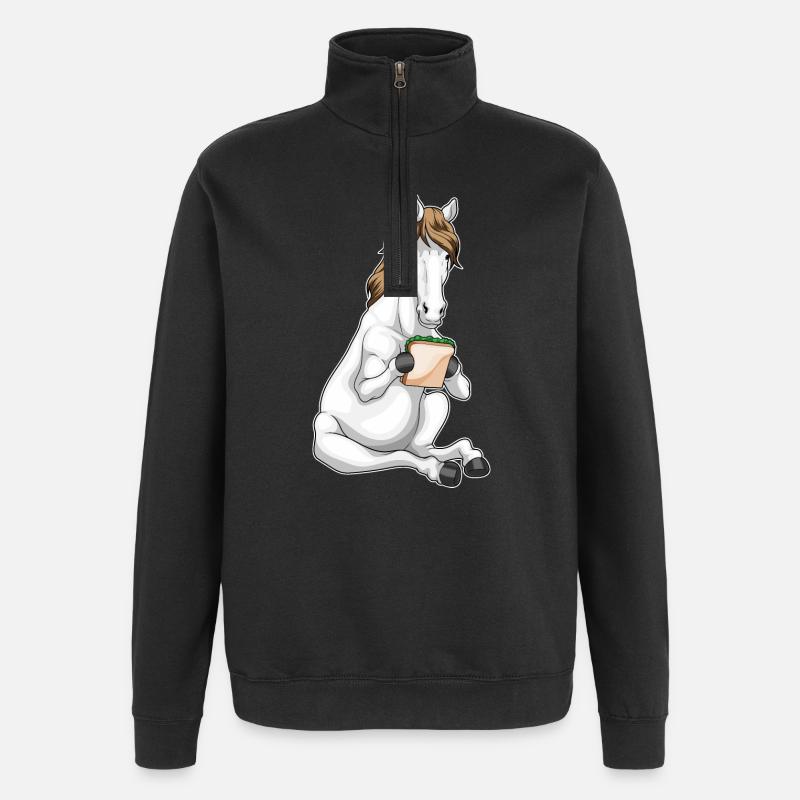 Sandwich au cheval - Sweat à zip 1/4 - noir
