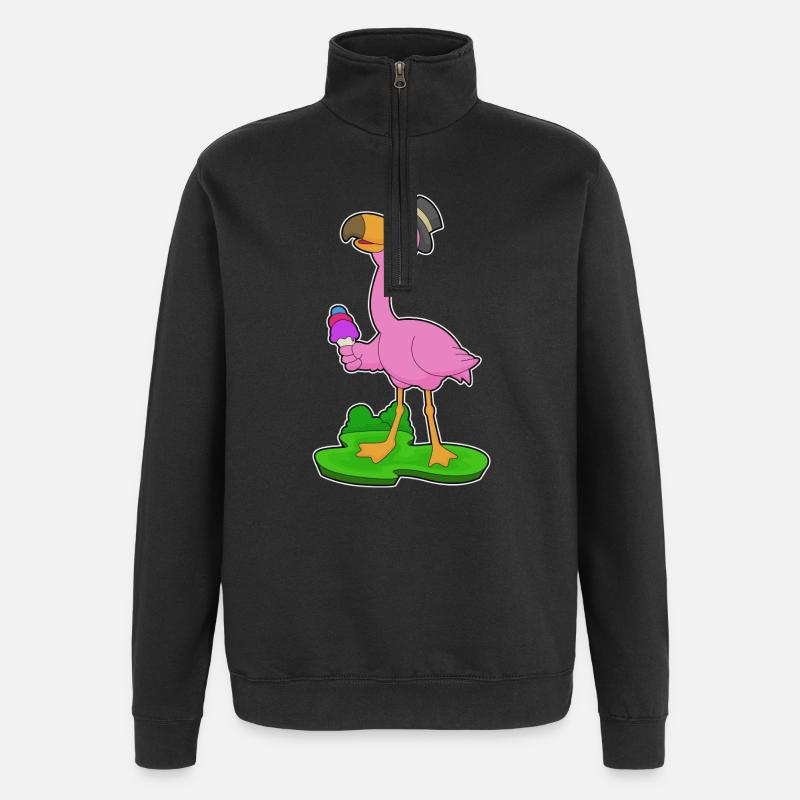 Flamingo Waffeleis - Quarter-Zip-Sweatshirt - Schwarz