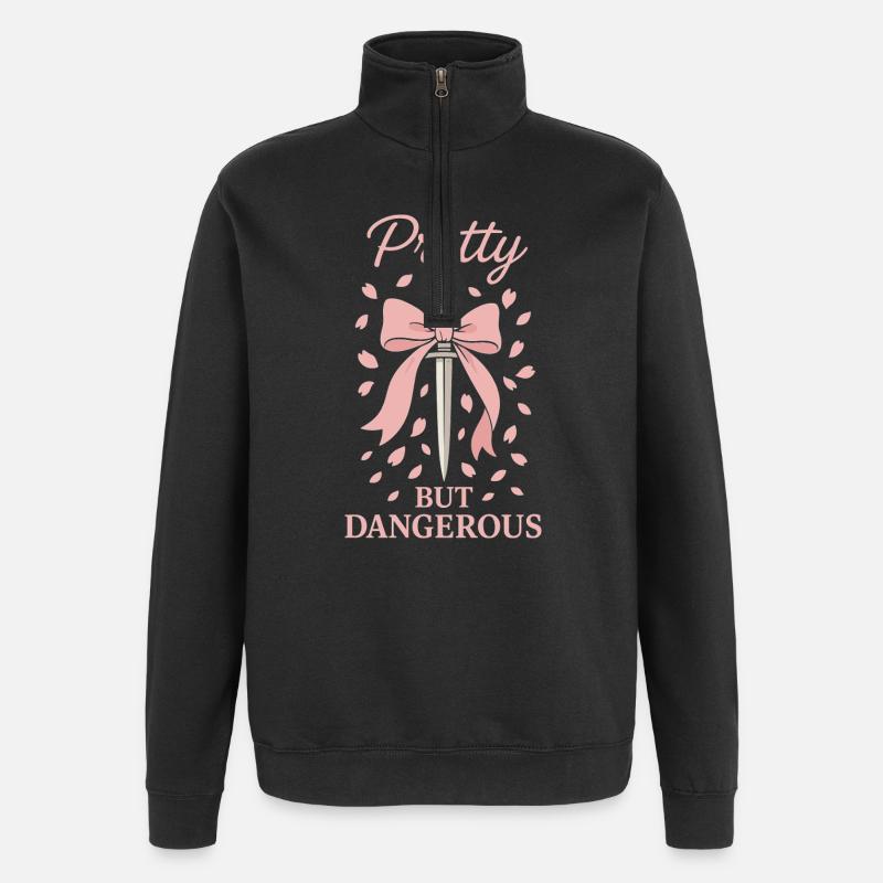Coquette Aesthetic Bow Pattern Girly Pastel - Quarter-Zip Sweatshirt - black