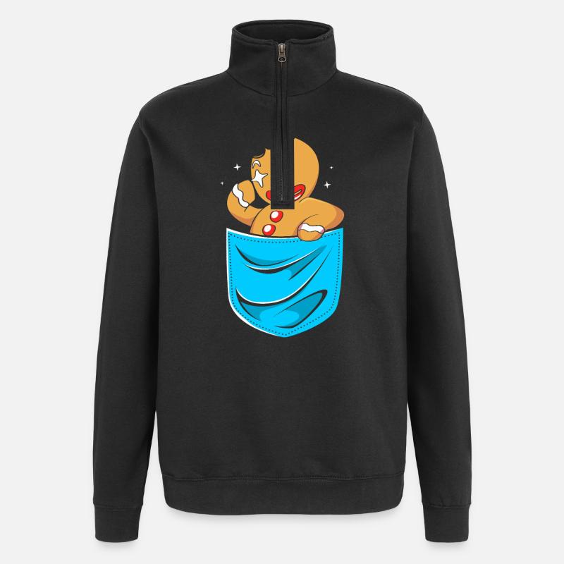 Lebkuchen Weihnachten Lebkuchenmann Gingerbread - Quarter-Zip-Sweatshirt - Schwarz