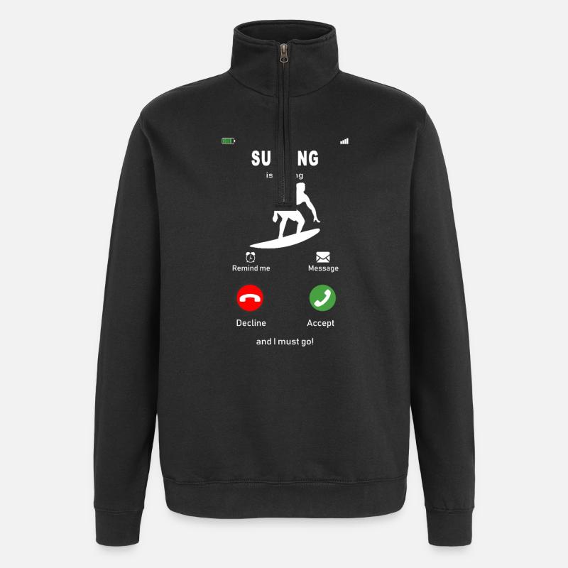 Le surf, c’est l’appel - Sweat à zip 1/4 - noir