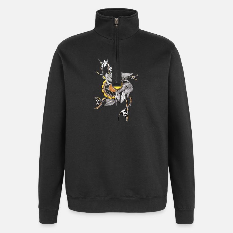 Handgezeichnete Blume Gelbe Mitte - Quarter-Zip-Sweatshirt - Schwarz