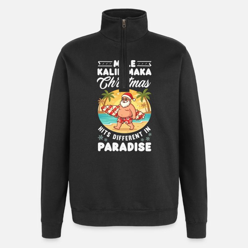 Noël hawaïen Mele Kalikimaka - Sweat à zip 1/4 - noir