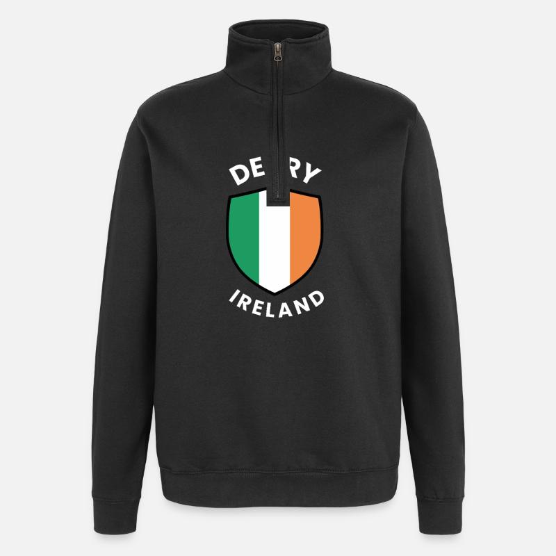 Drapeau du Derry Ireland Shield - Sweat à zip 1/4 - noir