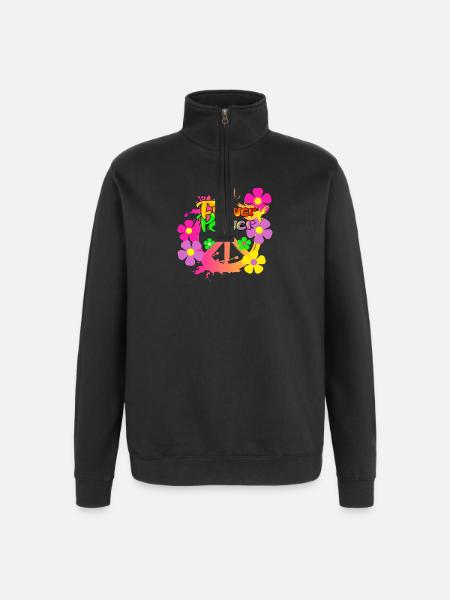 Flower Power Peace Peace Sign - Quarter-Zip Sweatshirt - black