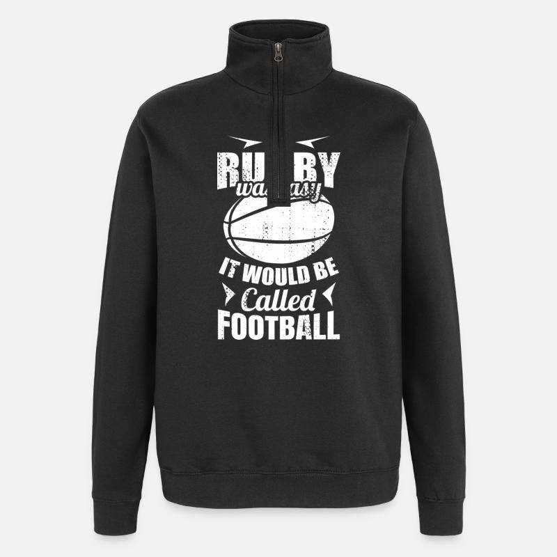 Drôle de dicton, le rugby - Sweat à zip 1/4 - noir