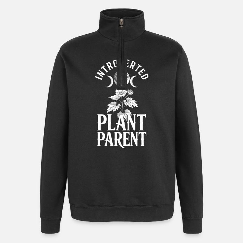 Plante mère introvertie Lune & Plante - Sweat à zip 1/4 - noir