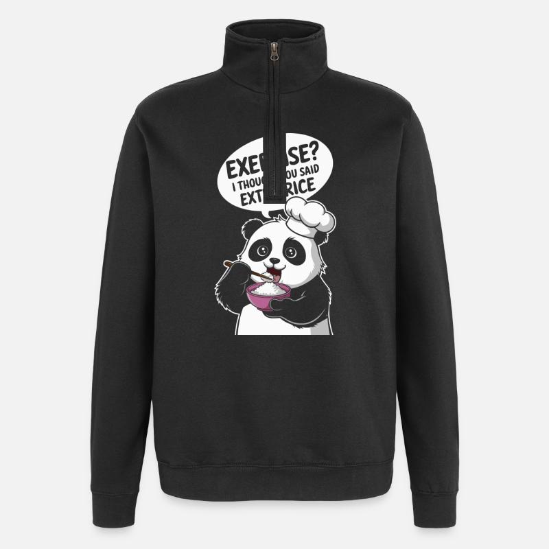 Panda Küchenchef Extra Rice - Quarter-Zip-Sweatshirt - Schwarz