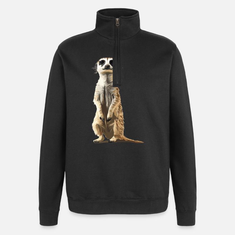 Suricate Erdmännchen - Sweat à zip 1/4 - noir