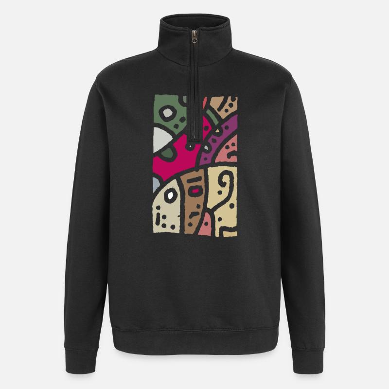 Muster Kunst - Ethno Farbe - Quarter-Zip-Sweatshirt - Schwarz