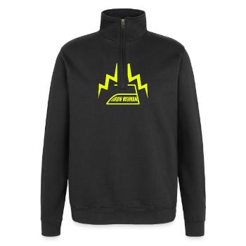 IRON WOMAN Blitz Super Mama Muttertag Geschenk - Quarter-Zip-Sweatshirt - Schwarz - Vorne - AI Model Female 172 light (172cm) & AI Model Male 178 dark (178cm)