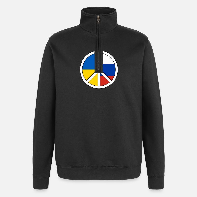 Friedenssymbol mit Farbblockmuster - Quarter-Zip-Sweatshirt - Schwarz