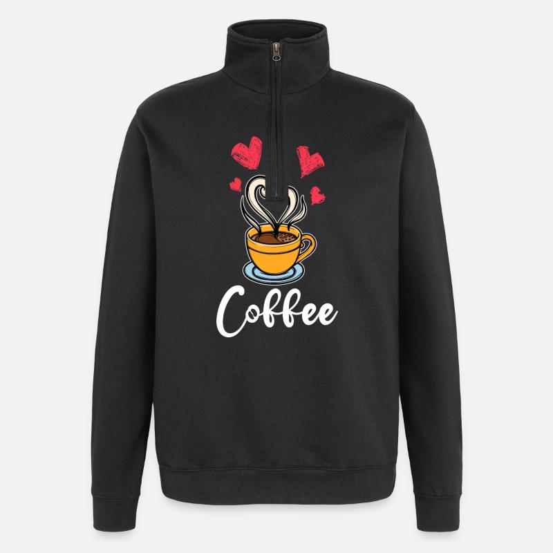 Koffein Kaffee Trinken Kaffeetrinker Spruch - Quarter-Zip-Sweatshirt - Schwarz