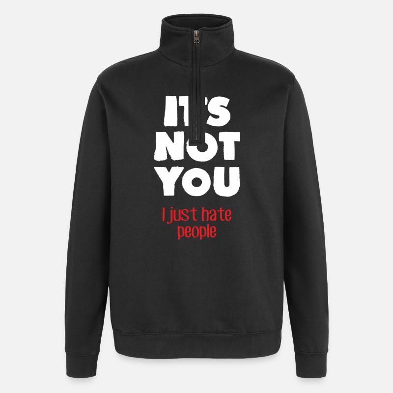 I hate people (dark) - Quarter-Zip Sweatshirt - black