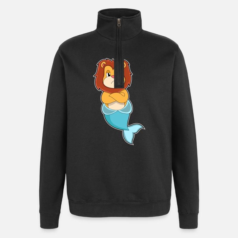 Löwe Meerjungfrau - Quarter-Zip-Sweatshirt - Schwarz