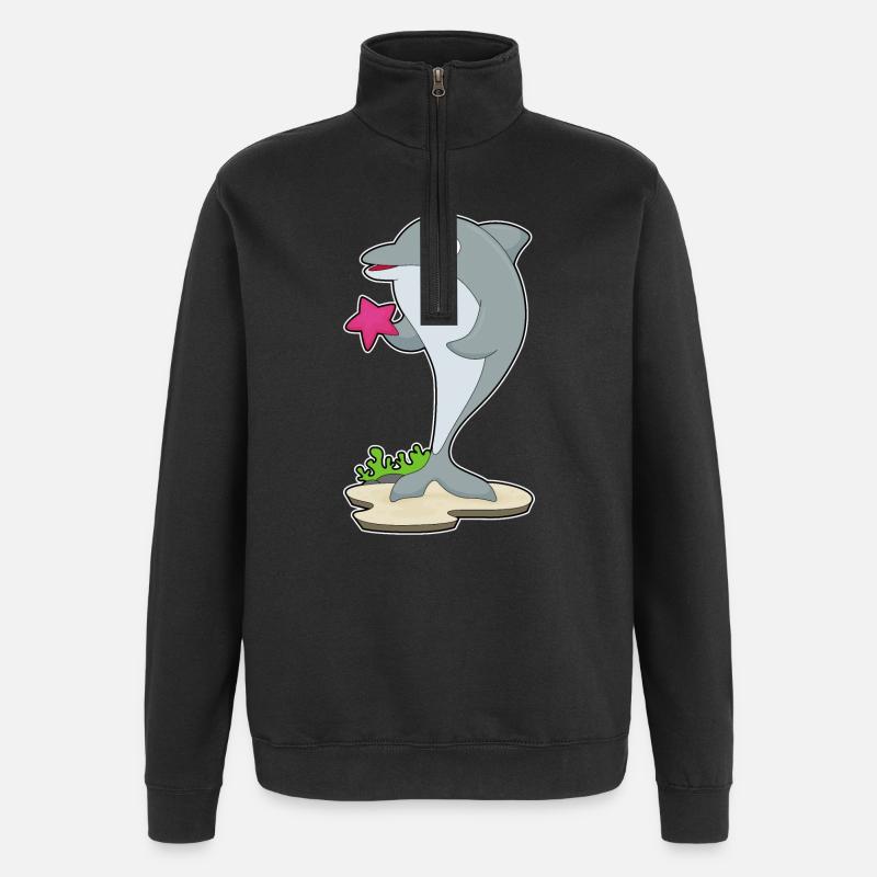 Dauphin étoile de mer - Sweat à zip 1/4 - noir