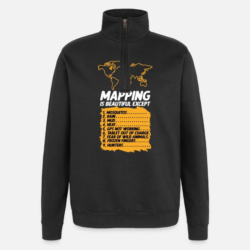 Conception cartographique - Sweat à zip 1/4 - noir