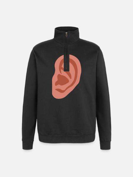 Big ear - Quarter-Zip Sweatshirt - black
