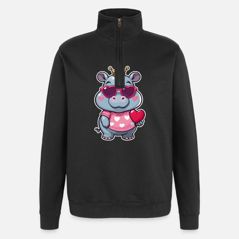 Hippopotame - Sweat à zip 1/4 - noir