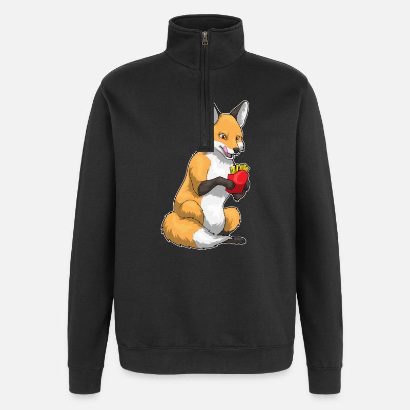 Frites Fuchs - Sweat à zip 1/4 - noir